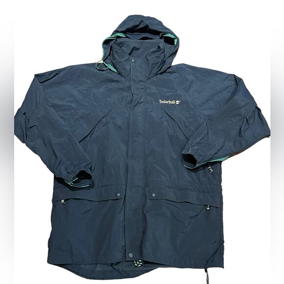 Timberland Weathergear Men’s Size Large Navy Blue and Aqua Full Zip Jacket - Picture 1 of 11